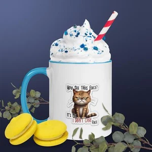 Mad Cat I Don't Care Kaffeebecher 11 Unzen Tasse (beidseitig) innen farbig - Bild 1 von 11