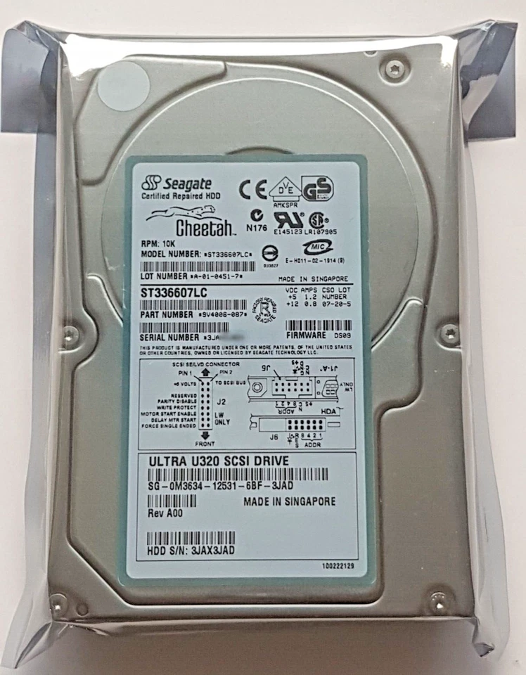 36.7 GB Seagate Cheetah ST336607LC U320 SCSI 10K 80pin 3,5 " Certified Repaired - Image 1 of 1