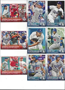 2015 Topps 1 & 2 Dodgers Team Set Clayton Kershaw Puig Frias Joc Pederson RC 25 - Picture 1 of 2