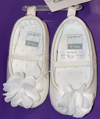Zapatos Carter's® Flower Glitter Mary Jane Blancos 9-12 meses Nuevos con Etiquetas Foto 1 de 4