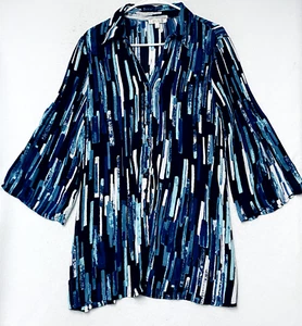 Spense Women's Black Blue Multicolor Blouse Size Medium Top Shirt Light Sheer - Picture 1 of 7