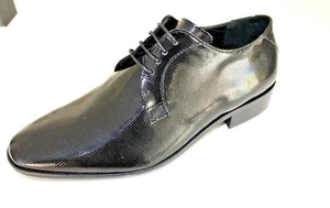 Scarpe cerimonia uomo NERO francesine sposo cuoio made in Italy shoes laether - Picture 1 of 3
