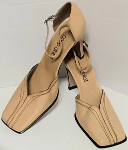Vtge Coup D'etat Beige Square Toe Heel Leather Mary Jane 3" Heels Sz 7B Spain - Picture 1 of 16