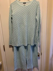 Joe Boxer Pajamas Size M Top Pants 2Pc Blue White Check Print Cotton Poly Waffle - Picture 1 of 6