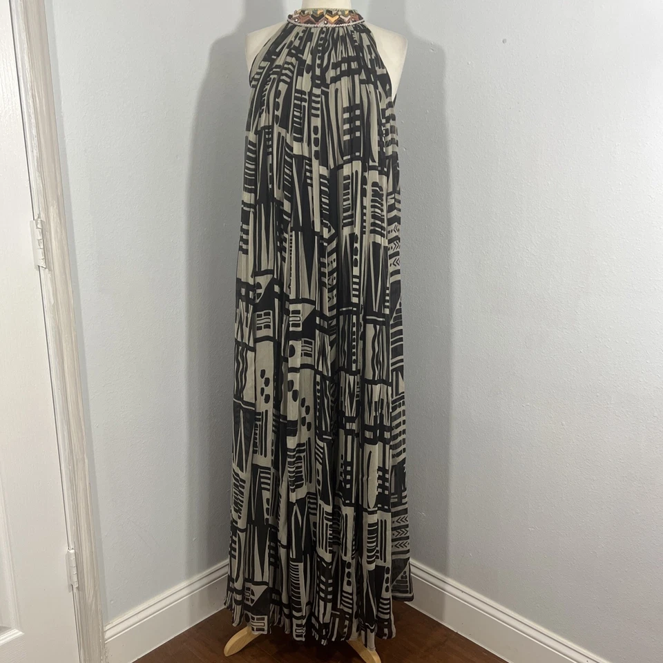 Vestido Anthropologie Nikita Mhaisalkar Mujer M Gráfico Halter Maxi Sin Mangas Foto 1 de 4