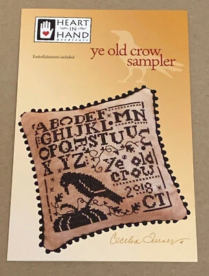 Heart in Hand "Ye Old Crow Sampler" Cross Stitch Pattern w/ Buttons - Image 1 of 2