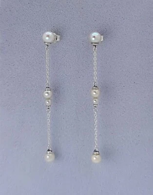 New 100% Authentic PANDORA 925 Freshwater Cultured Pearl Drop Earrings 293152C01 - Image 1 of 4