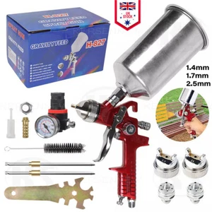 HVLP Spray Gun Gravity Feed Air Car Paint Gun Kit 1.4mm 1.7mm 2.5mm 3 Nozzle - Picture 1 of 11
