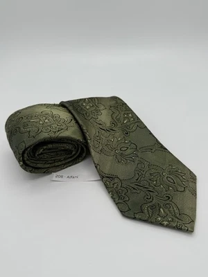 Gravata designer Alfani - 59" 100% seda verde paisley - Imagem 1 de 4