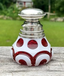 Boston Sandwich Cut Glass Sterling Top Smelling Salts or Dresser Jar - Picture 1 of 5