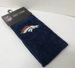 NEU ~ Denver Broncos NFL dreifach faltbares besticktes Golfhandtuch offiziell lizenziert - Bild 1 von 4