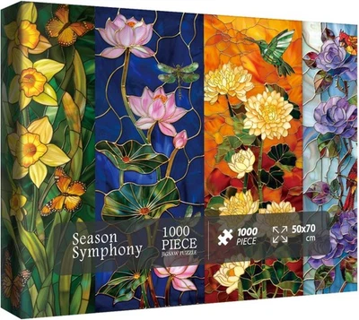 Rompecabezas de flores de vitral para adultos 1000 piezas, colorida planta artística...  Foto 1 de 4
