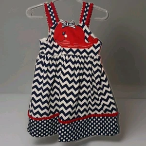 Nanette Mädchen Kleid Größe 3T rot weiß blau mit Walkleid Neu mit Etikett  - Bild 1 von 8