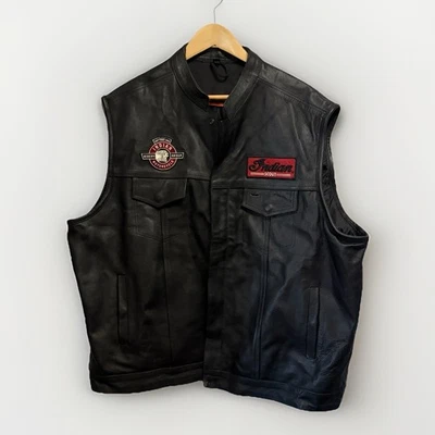 Vtg Indian Motorcycle Men Western Cowhide Leather Vest Genuine Leather 4XL - Image 1 of 4