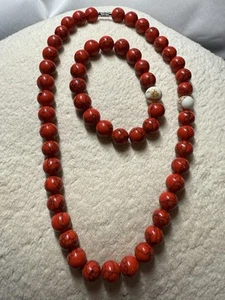 12mm Red Jasper Stone Bead Set Necklace / Bracelet - Picture 1 of 10