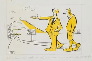 A. LEIHBERG (1934-1999), Karikatur, Teufelsberg in Berlin, um 1970, Tusche - Bild 1 von 4