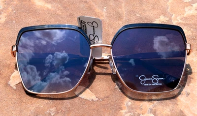 NUEVO Gafas de sol Jessica Simpson de gran tamaño J6361 marco negro/dorado, nuevas con etiquetas Foto 1 de 4