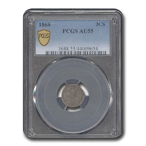 1868 Three Cent Silver AU-55 PCGS - Picture 1 of 3