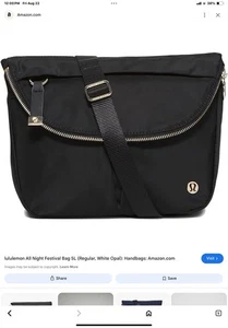 Lululemon All Night Festival Bag 5ml Black/Gold/Leather Detail - Picture 1 of 8