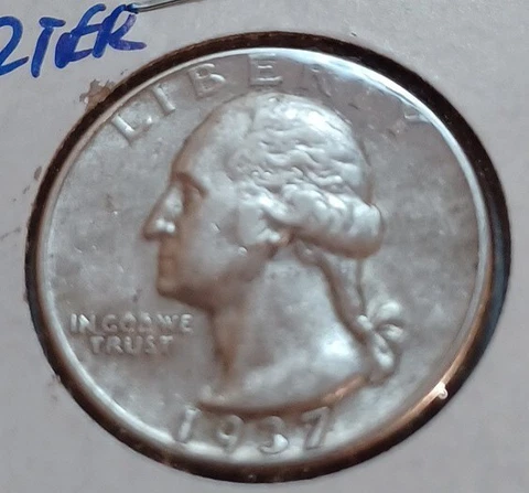 1937 -P- Washington Quarter 90% Silver Cover
