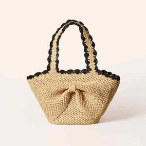 Se envía hoy. Bolso de Mano Kate Spade New York X Target Rafia Bow Natural NUEVO NUEVO CON ETIQUETAS - Imagen 1 de 5