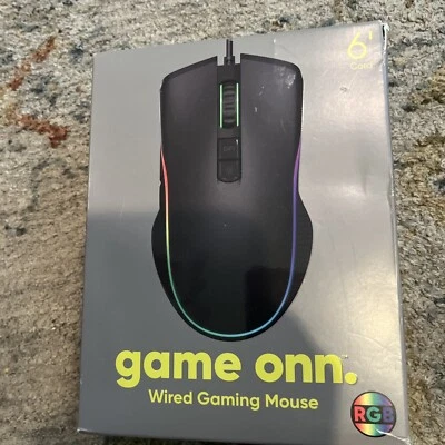 Onn Rechargeable Gaming Mouse w/ Attached USB Power Cable LED Lighting NEW Seal - Image 1 of 2