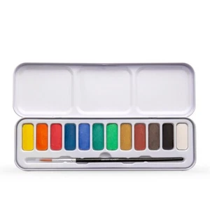 Derwent 12 Watercolours in a Metal Tin with Paint Brush - Picture 1 of 2