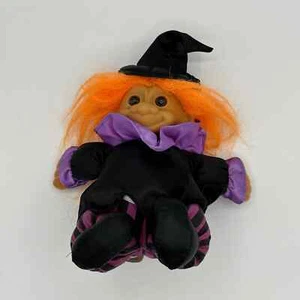VTG Russ Plush Soft Body Seated Halloween Orange Haired Witch Troll Doll 8" - Picture 1 of 3