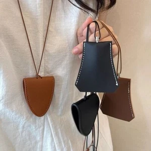 Leather Eyeglasses Storage Bag Pendant Durable Hanging Neck Pouch - Picture 1 of 17
