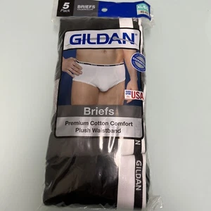 Gildan Mens Cotton Comfort Briefs, 5 Pack Black & Grays XL40-42 Yarn Spun in USA - Picture 1 of 7