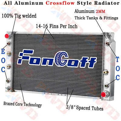 3 Row Aluminum Radiator For 1994-1996 Chevy Caprice Impala/Buick Roadmaster AT - Image 1 of 4