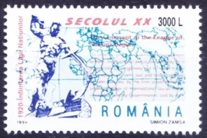 Romania 1999 MNH, Società delle Nazioni 1920, Mappa, Scultura - Foto 1 di 1