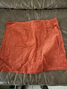 Sky and Sparrow Seamed Orange Corduroy Mini A line Skirt Size L - Picture 1 of 3
