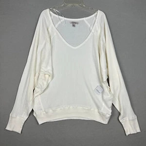 Free People Womens Large Santa Clara Thermal Pullover Sweater Top Alabaster $78 - Picture 1 of 8