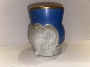 VINTAGE FITZ & FLOYD BLUE PORCELAIN ELEPHANT CUP/ MUG CRACKLE FINISH - Picture 1 of 5