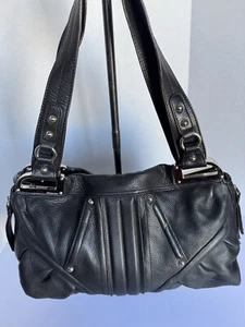 B. MAKOWSKY LARGE BLACK LEATHER BAG, BEAUTIFUL AND VERY CLEAN, STUDDED AND COOL! - Picture 1 of 22