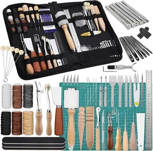 Leather Craft Tools Leather Working Tools and Supplies with Cutting Sewing Kit - Picture 1 of 7