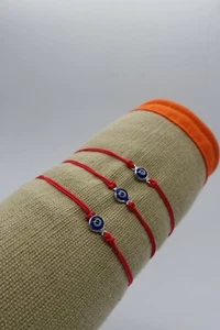 x12 red string kabbalah evil eye amulet bracelet macrame - Picture 1 of 9
