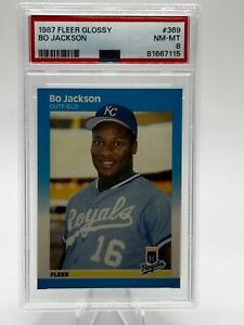 1987 Fleer Glossy Baseball #369 Bo Jackson Kansas City Royals - PSA 8 NM-MT
