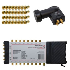 PremiumX Multischalter 5/16 Sat Verteiler 16 Teilnehmer Quattro LNB F-Stecker HD