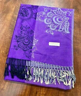 Precioso mantón envolvente bufanda 100 % pashmina cachemira púrpura toque perfecto de elegancia Foto 1 de 4
