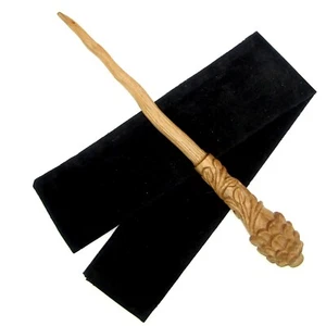 10" Hand Carved Bunty Mahogany Wood Magic Wand Witch Wizard Wicca Pagan w/ Bag - Picture 1 of 10