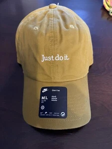 Nike Gold Just Do It Embroidered Hat Ball Cap M/L - Picture 1 of 3