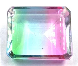 Ametrine IGL 128.20 CT Emerald Shape Lab-Created Bi Color Loose Gemstone 5JJW - Picture 1 of 7