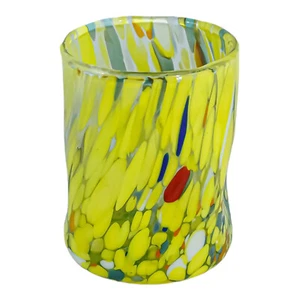 Murano Glass Shot Yellow Multi Millefiori Venice Italy Handmade - Picture 1 of 6