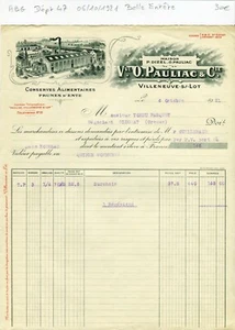 Dépt 47 - Villeneuve sur Lot - Belle Entête d'une Conserverie du 06/10/1921 - Picture 1 of 1