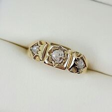 Antique Rose Cut Diamond 3 Stone Ring In 18ct Yellow Gold Finger Size J 1/2