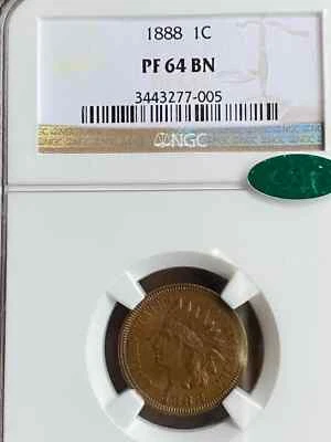 1888    INDIAN HEAD CENT    NGC PF64BN  (  CAC  APPROVED )   PROOF - Image 1 of 4