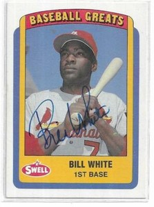 BILL WHITE Autographed Signed 1990 Swell Greats card #9 St Louis Cardinals COA