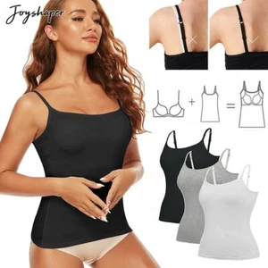 Women Cami with Built-in Bra Adjustable Strap Seamless Padded Slim Tank Tops US - Picture 1 of 31